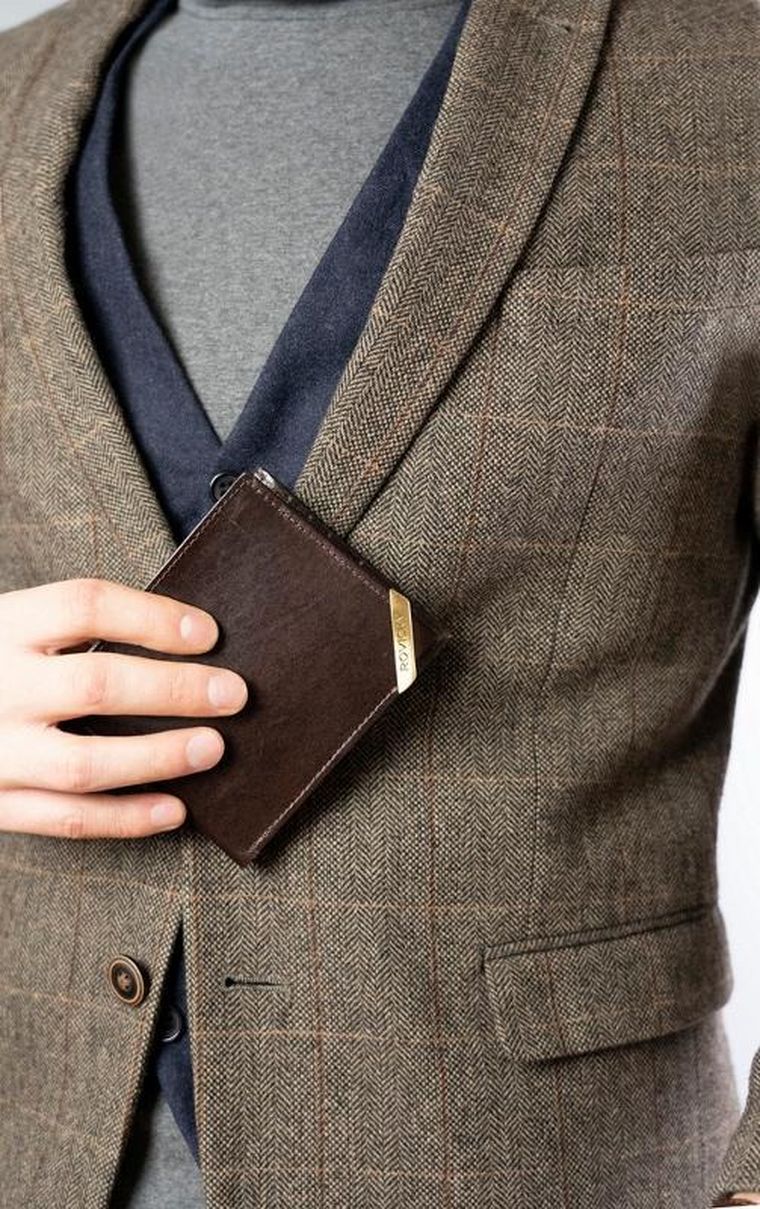 Portfel, brązowy, skórzany, RFID, Rovicky