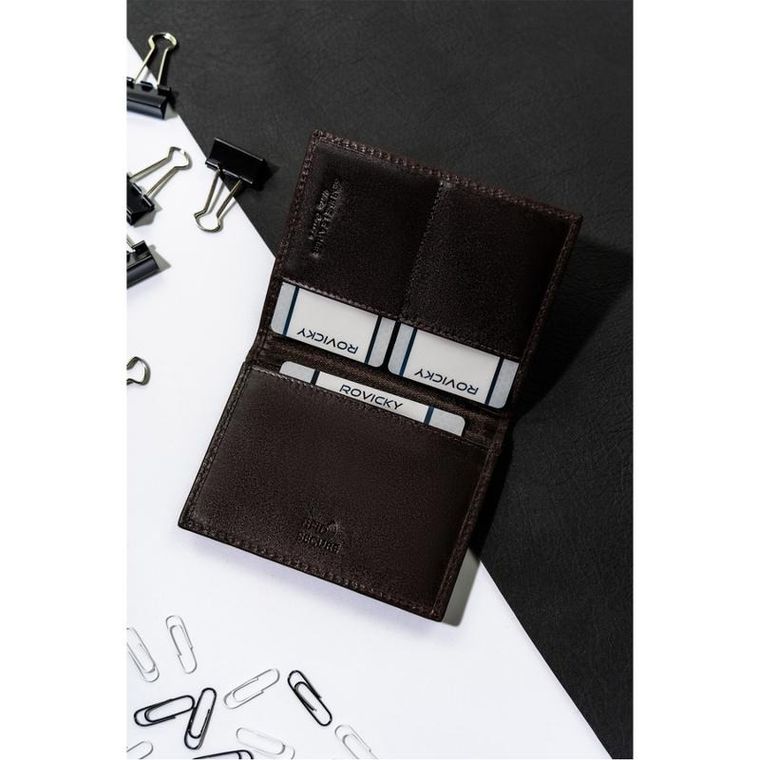 Portfel, brązowy, skórzany, RFID, Rovicky