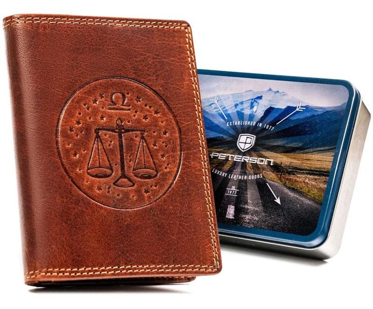 Portfel, brązowy, skórzany, waga, Peterson
