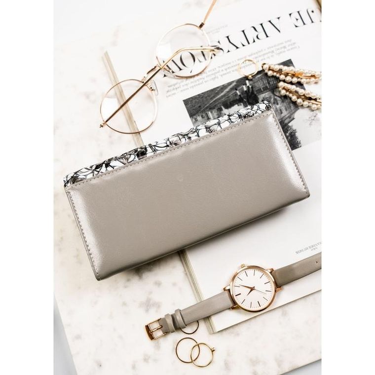 Portfel, czarno-biały, skórzany, Peterson