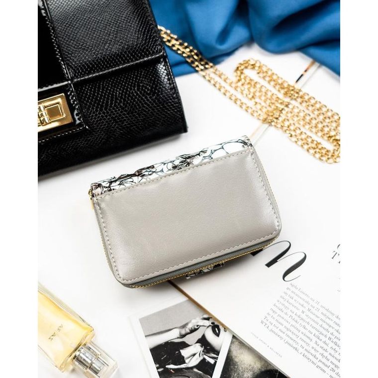 Portfel, czarno-biały, skórzany, Peterson