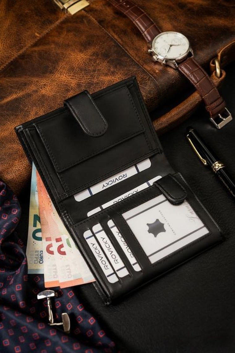 Portfel, czarny, skóra ekologiczna, 4U Cavaldi