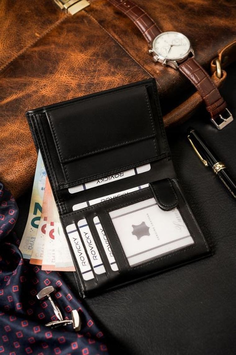 Portfel, czarny, skóra ekologiczna, 4U Cavaldi