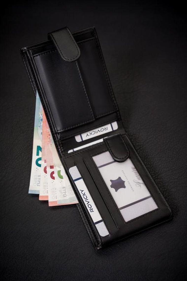 Portfel, czarny, skóra ekologiczna, 4U Cavaldi