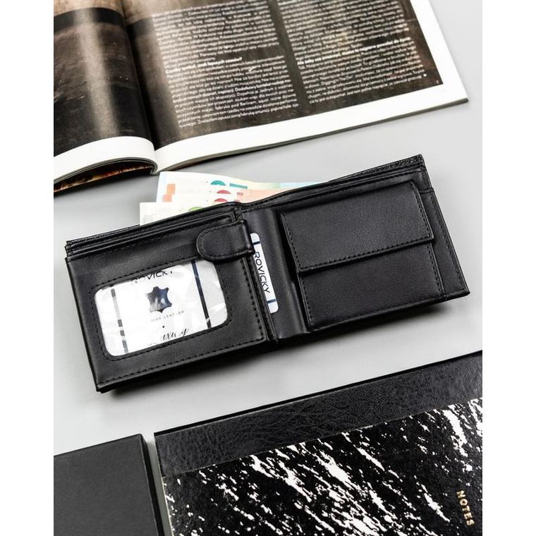 Portfel, czarny, skóra ekologiczna, 4U Cavaldi