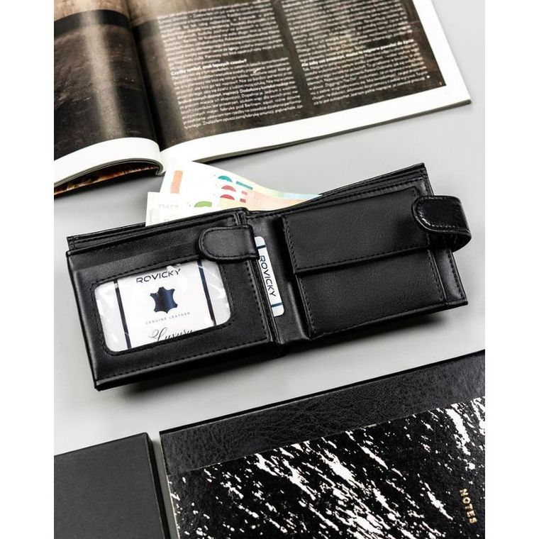 Portfel, czarny, skóra ekologiczna, 4U Cavaldi