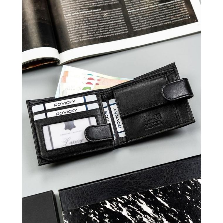 Portfel, czarny, skóra ekologiczna, 4U Cavaldi