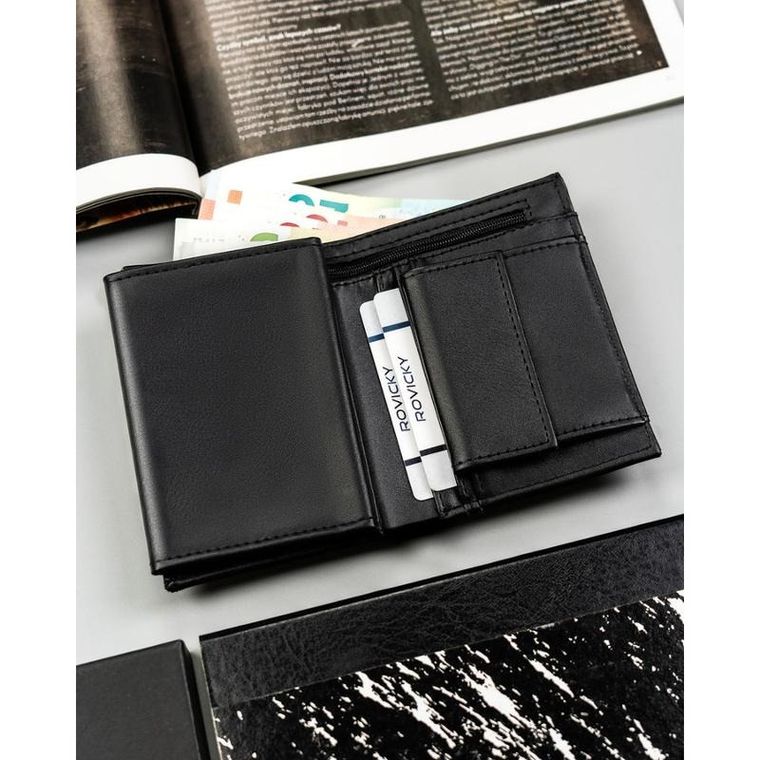 Portfel, czarny, skóra ekologiczna, 4U Cavaldi