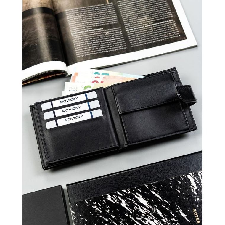 Portfel, czarny, skóra ekologiczna, 4U Cavaldi