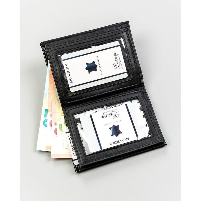 Portfel, czarny, skóra ekologiczna, 4U Cavaldi