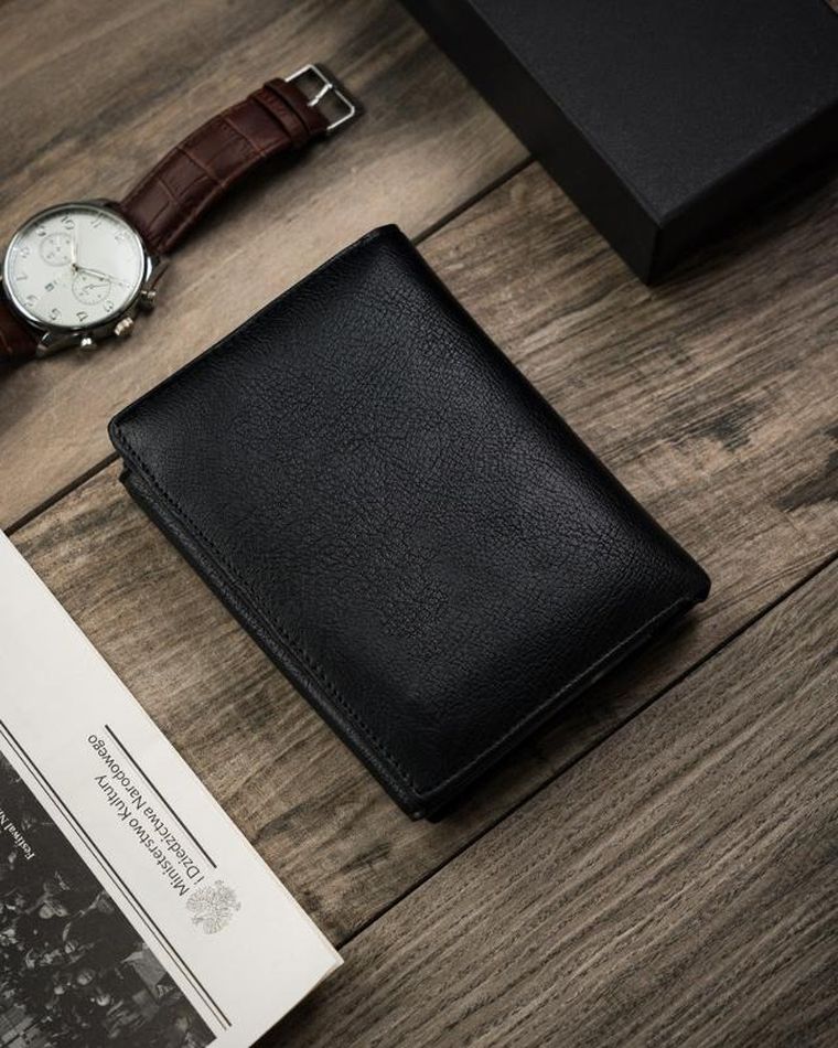 Portfel, czarny, skóra ekologiczna, Cavaldi