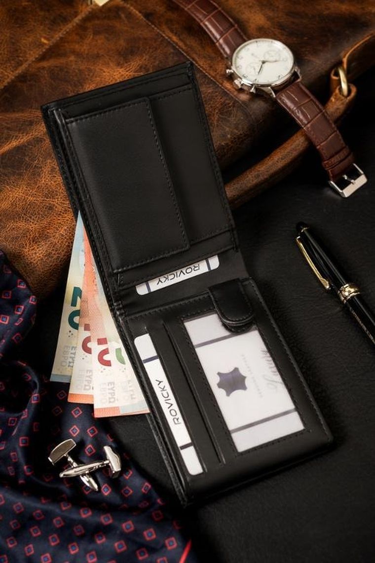 Portfel, czarny, skóra ekologiczna, Cavaldi