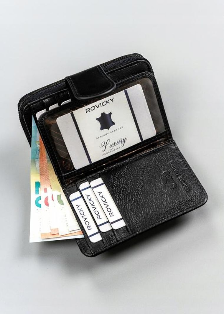 Portfel, czarny, skóra ekologiczna, Cavaldi