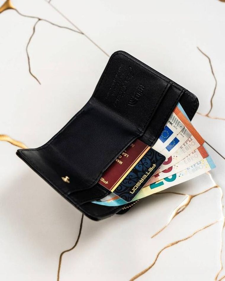 Portfel, czarny, skóra ekologiczna, Peterson