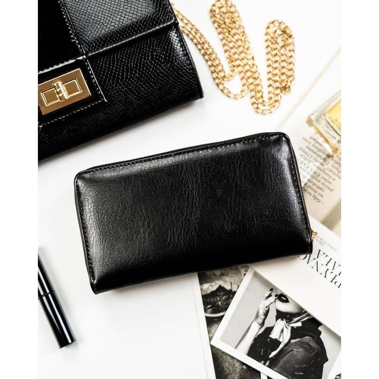 Portfel, czarny, skóra ekologiczna, Peterson