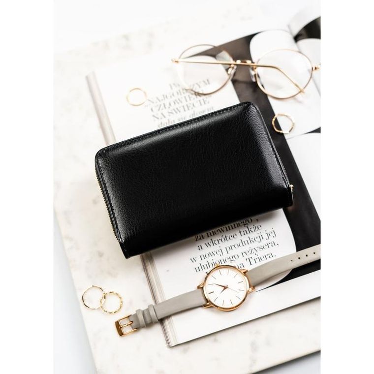 Portfel, czarny, skóra ekologiczna, Peterson