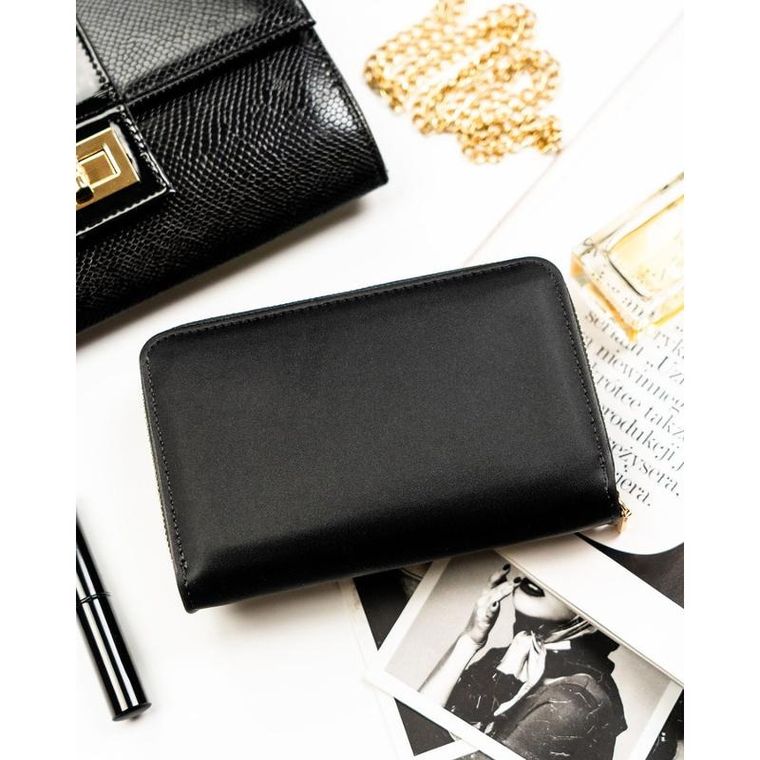 Portfel, czarny, skóra ekologiczna, RFID, Peterson