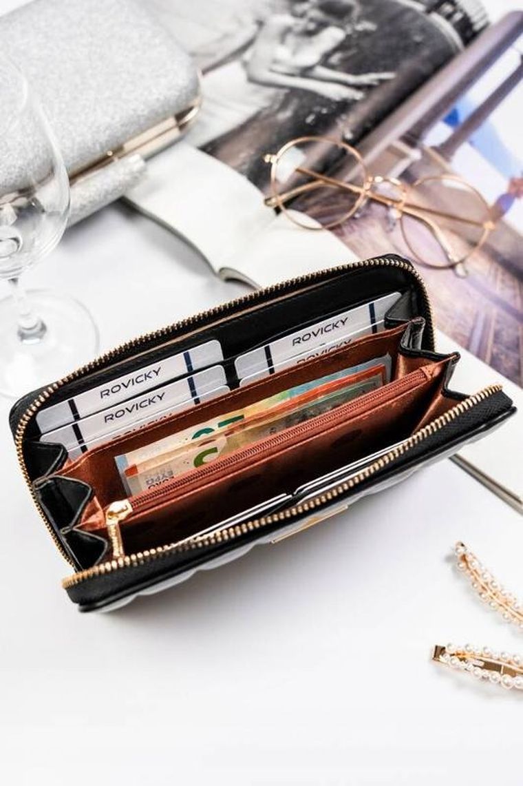 Portfel, czarny, skóra ekologiczna, Rovicky