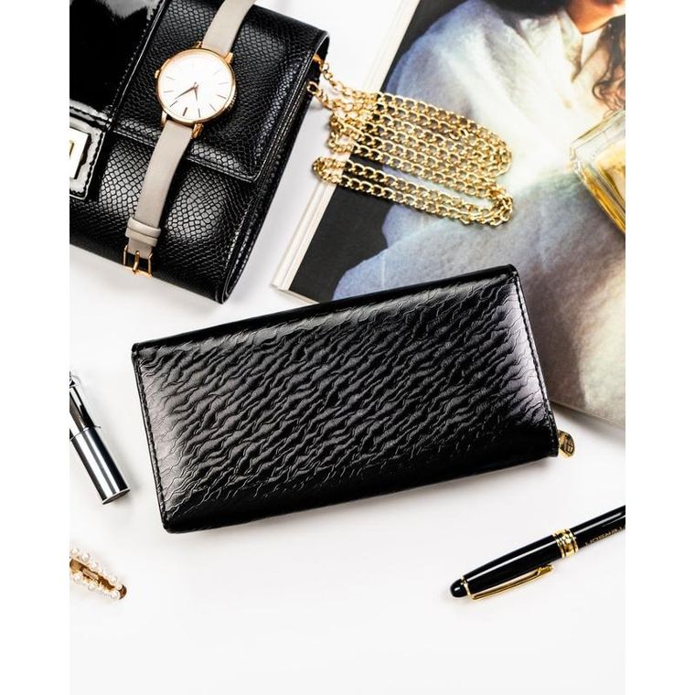 Portfel, czarny, skóra naturalna i ekologiczna, Peterson