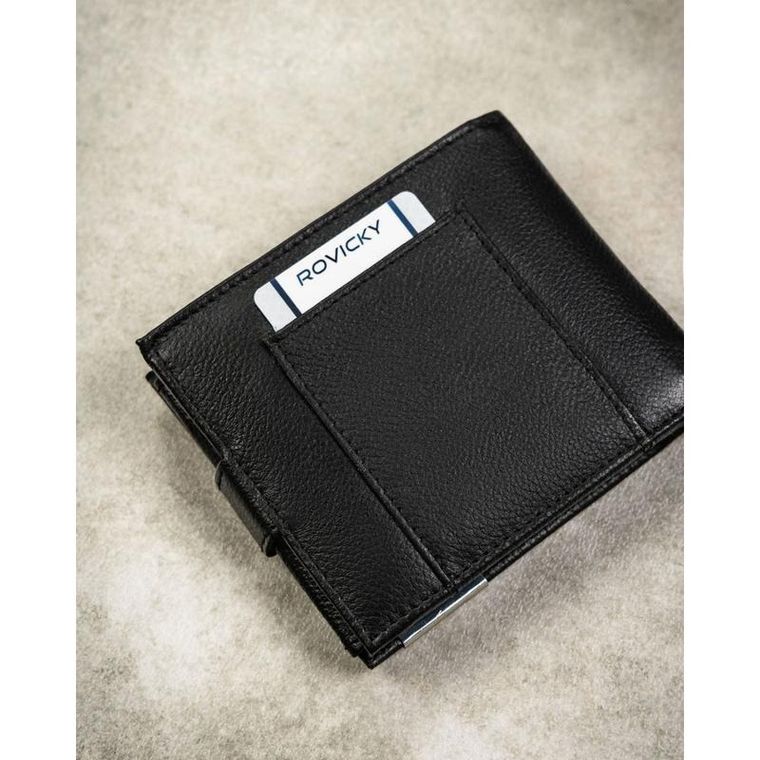 Portfel, czarny, skórzany, 4U Cavaldi