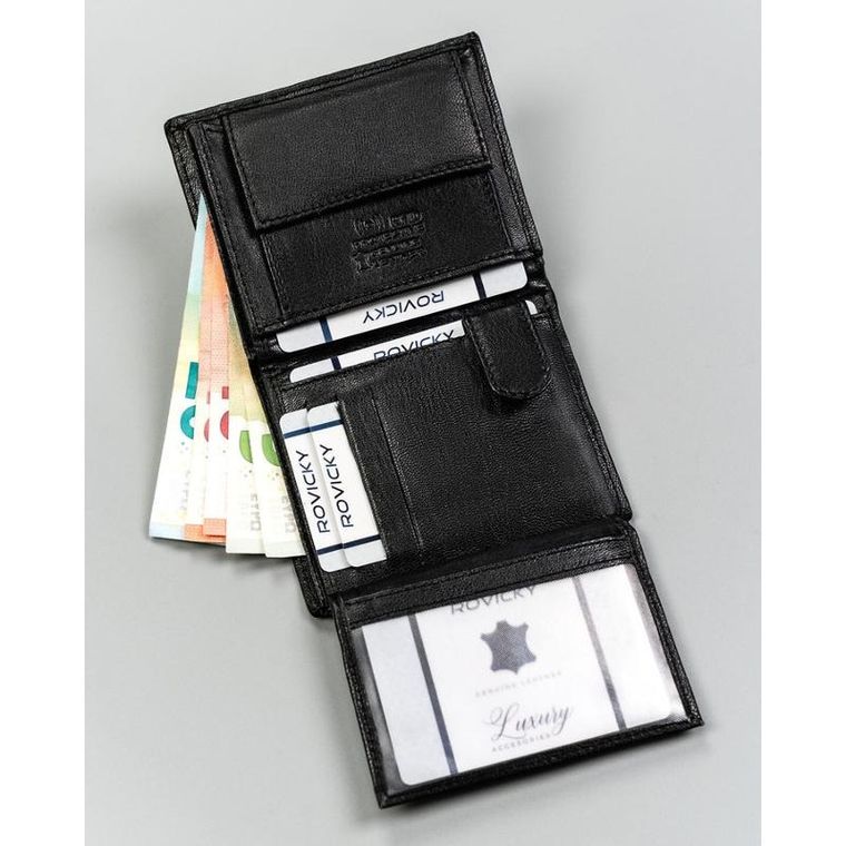 Portfel, czarny, skórzany, 4U Cavaldi