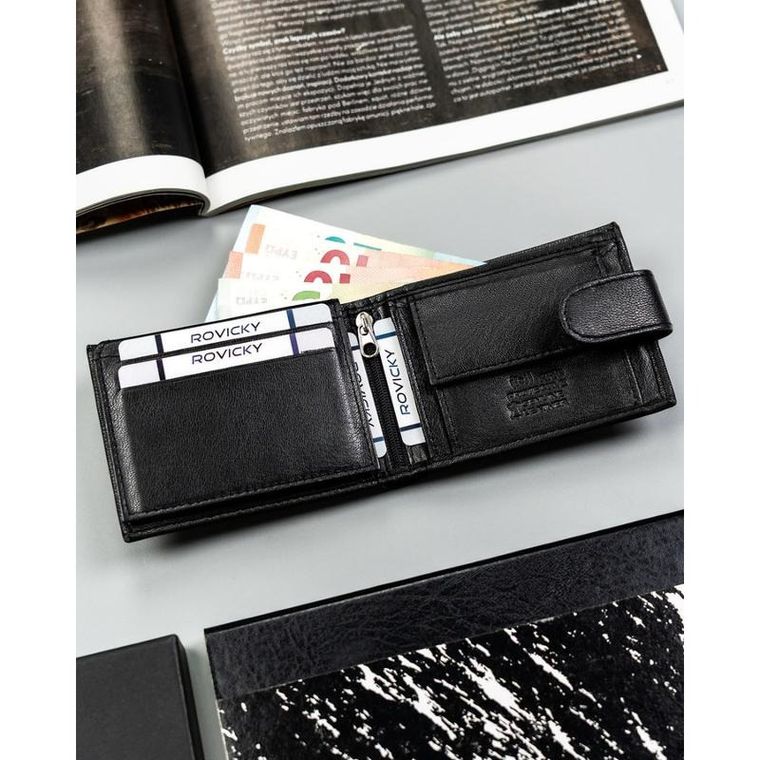 Portfel, czarny, skórzany, 4U Cavaldi