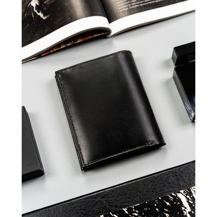 Portfel, czarny, skórzany, 4U Cavaldi