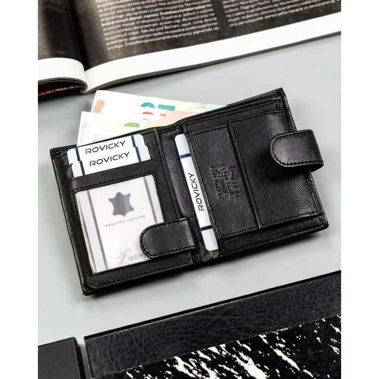 Portfel, czarny, skórzany, 4U Cavaldi