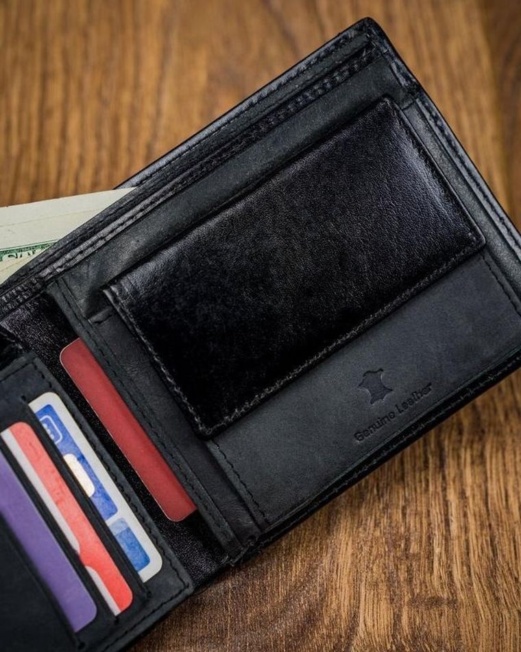 Portfel, czarny, skórzany, Cavaldi