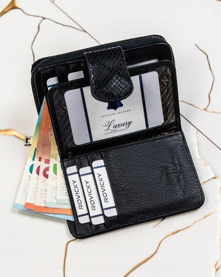 Portfel, czarny, skórzany, Lorenti