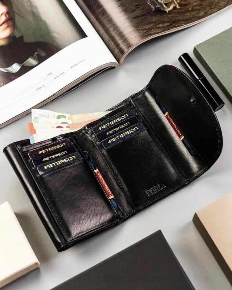 Portfel, czarny, skórzany, Peterson