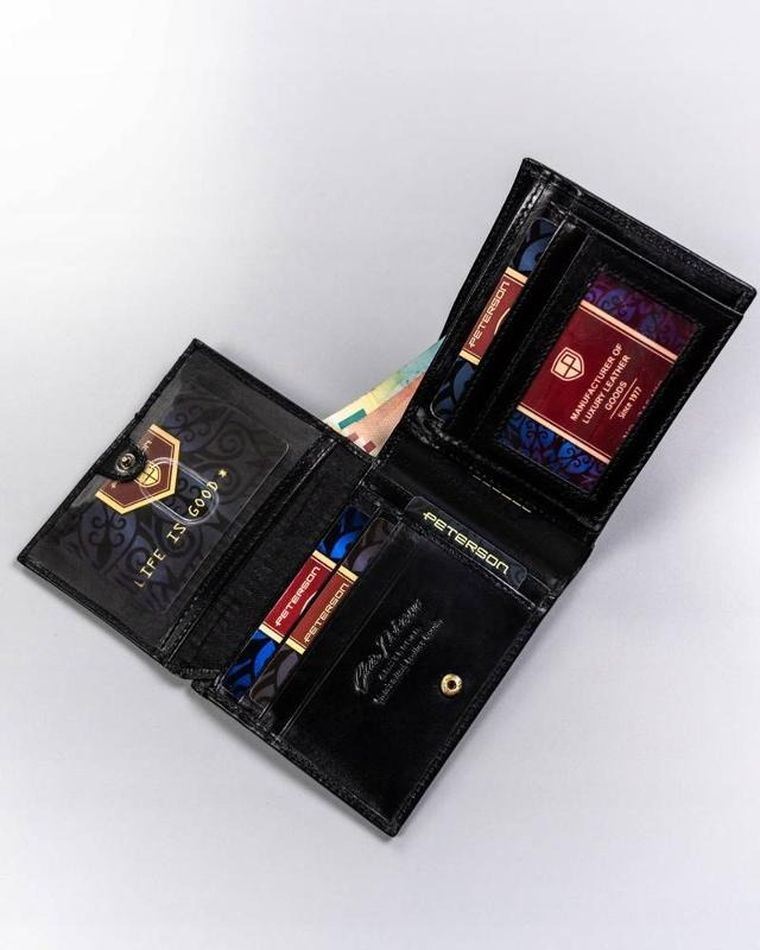 Portfel, czarny, skórzany, Peterson