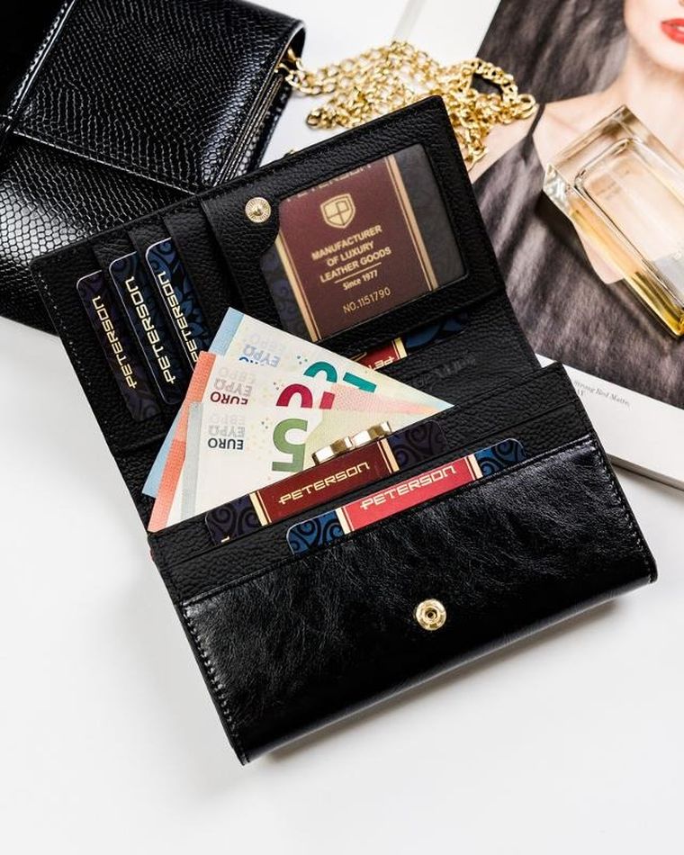 Portfel, czarny, skórzany, Peterson