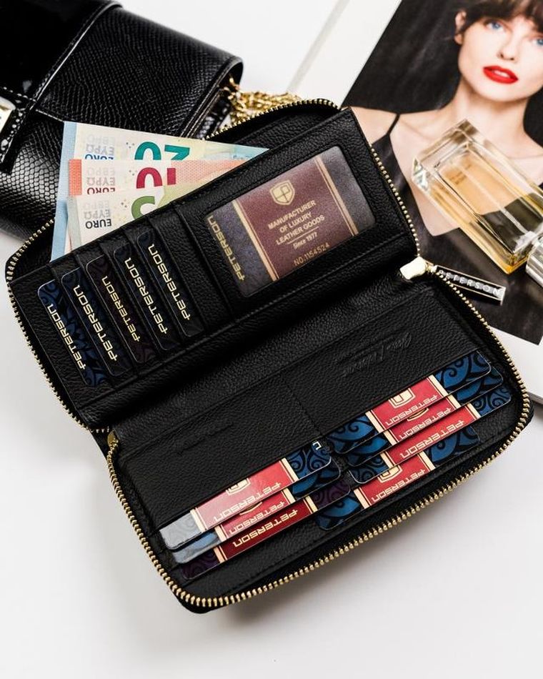 Portfel, czarny, skórzany, Peterson