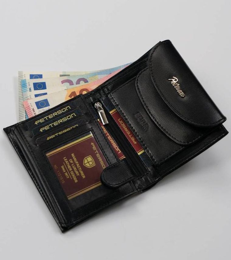 Portfel, czarny, skórzany, Peterson