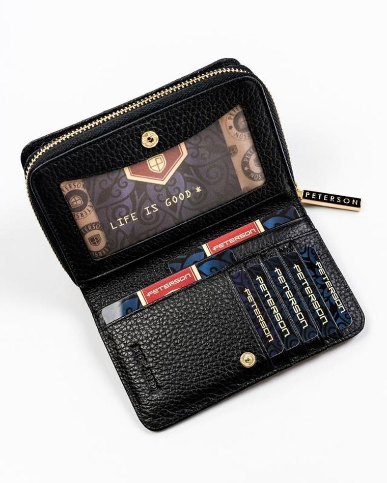 Portfel, czarny, skórzany, Peterson