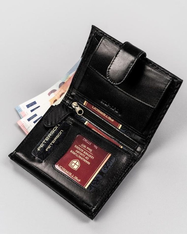 Portfel, czarny, skórzany, Peterson