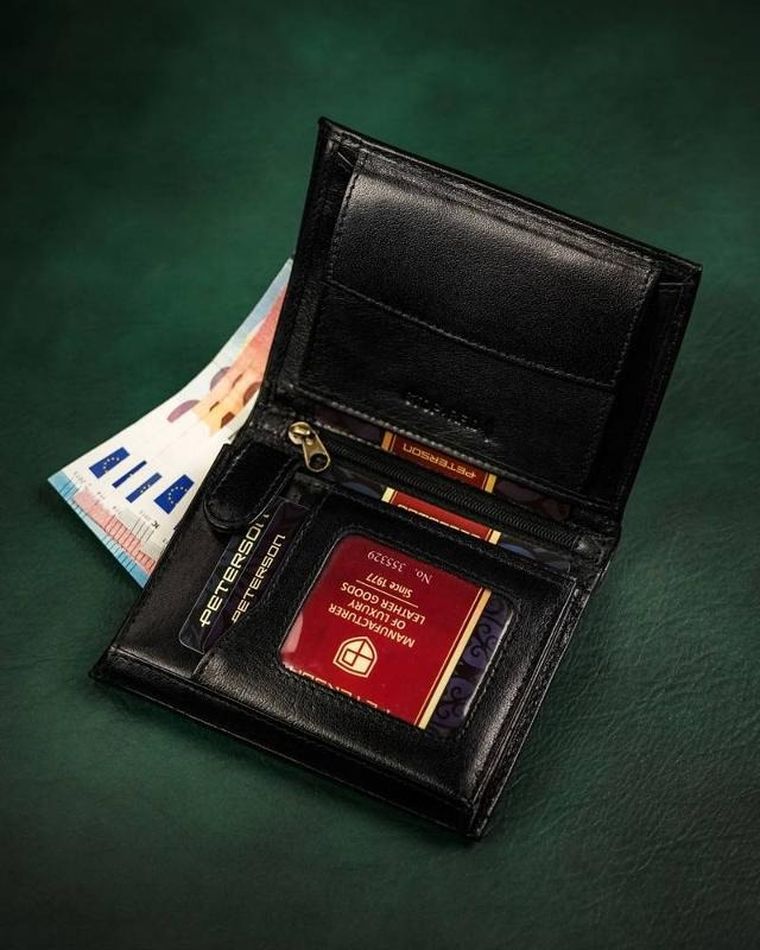 Portfel, czarny, skórzany, Peterson