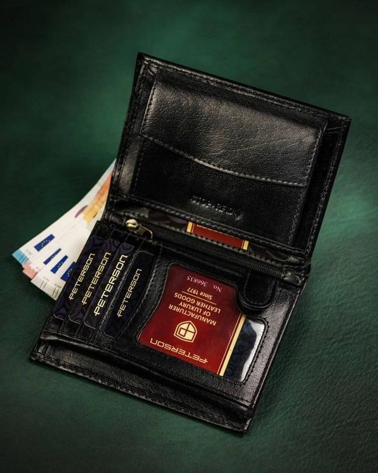 Portfel, czarny, skórzany, Peterson