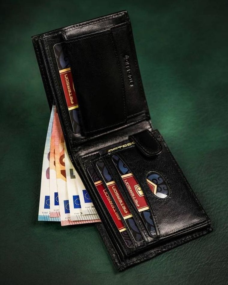 Portfel, czarny, skórzany, Peterson