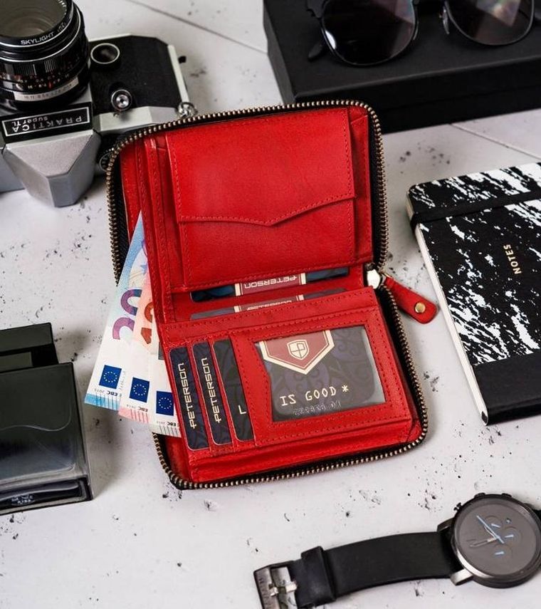 Portfel, czarny, skórzany, Peterson