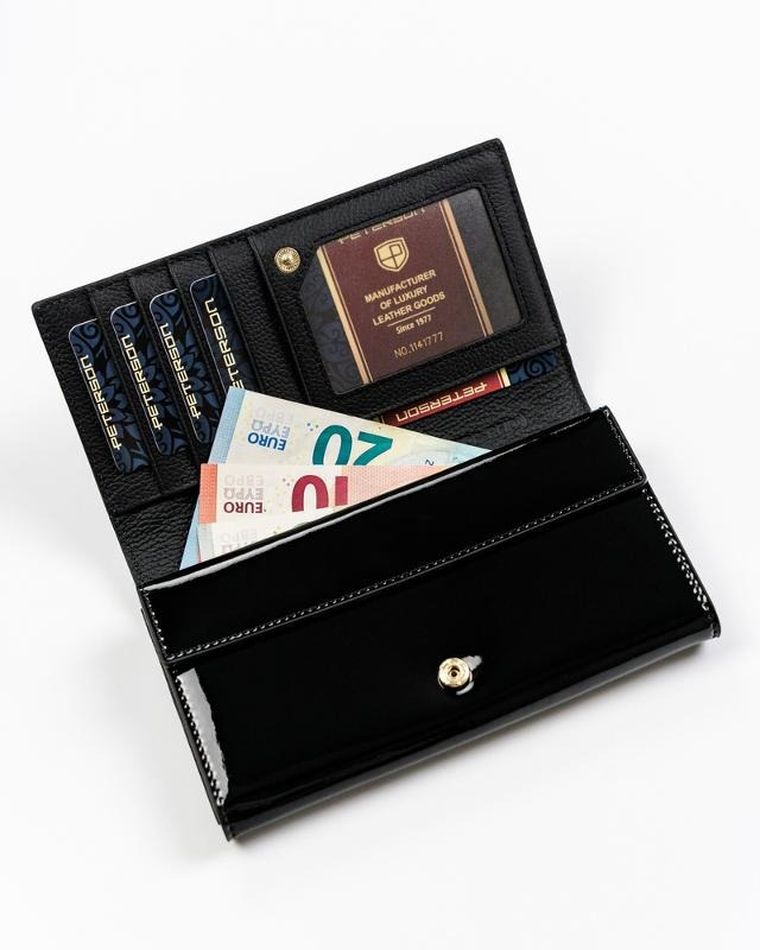 Portfel, czarny, skórzany, Peterson