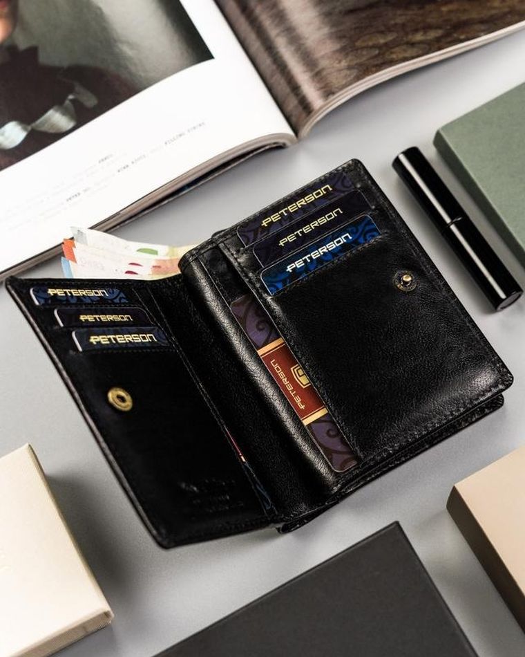 Portfel, czarny, skórzany, Peterson