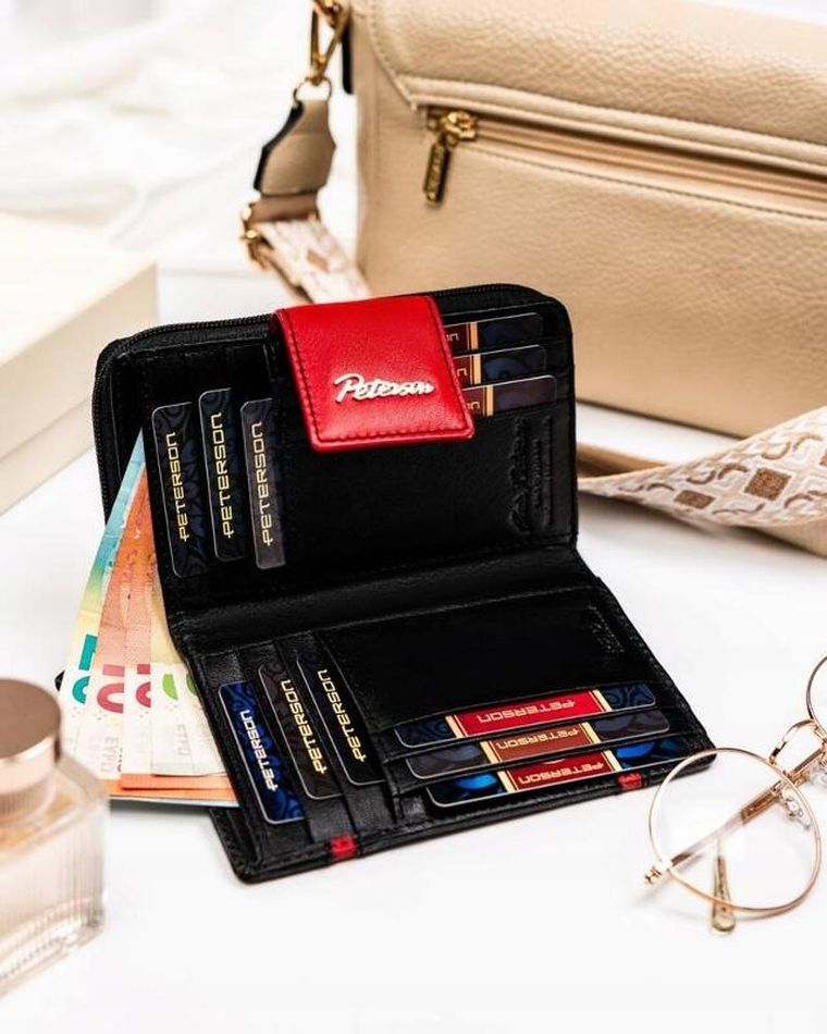 Portfel, czarny, skórzany, Peterson