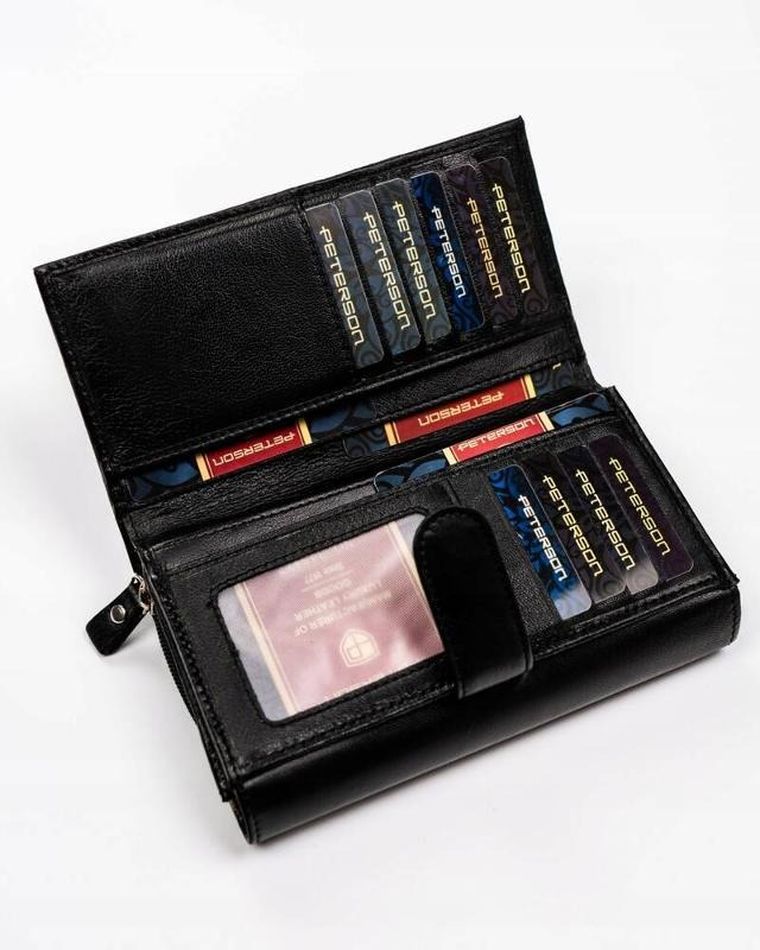 Portfel, czarny, skórzany, Peterson