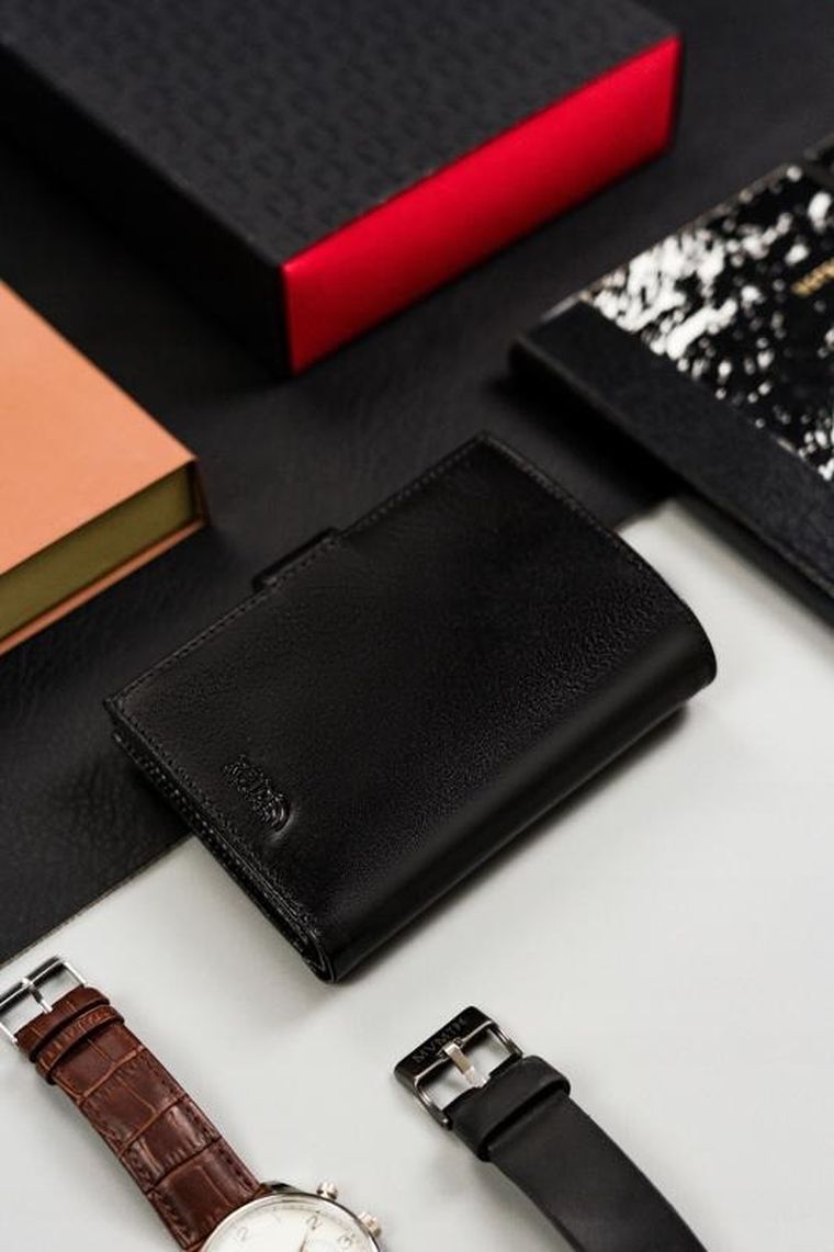 Portfel, czarny, skórzany, Peterson