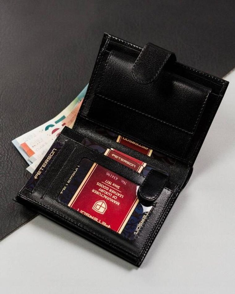 Portfel, czarny, skórzany, Peterson