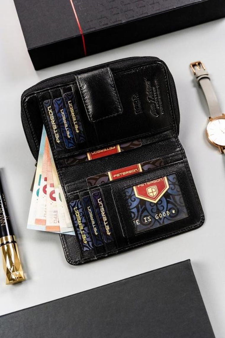 Portfel, czarny, skórzany, Peterson