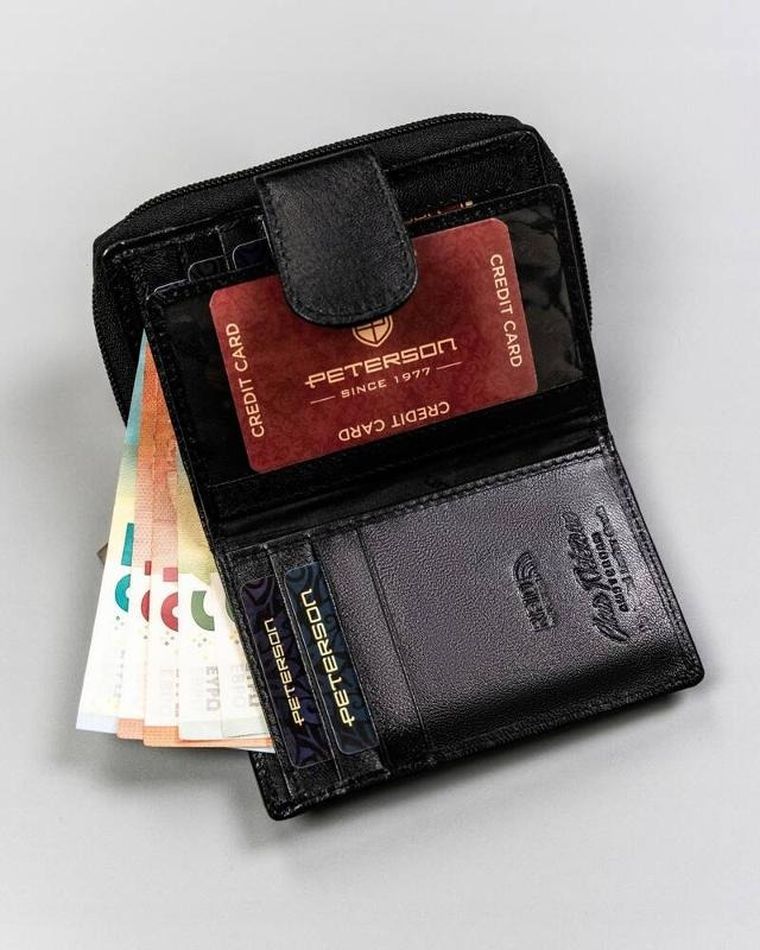 Portfel, czarny, skórzany, Peterson