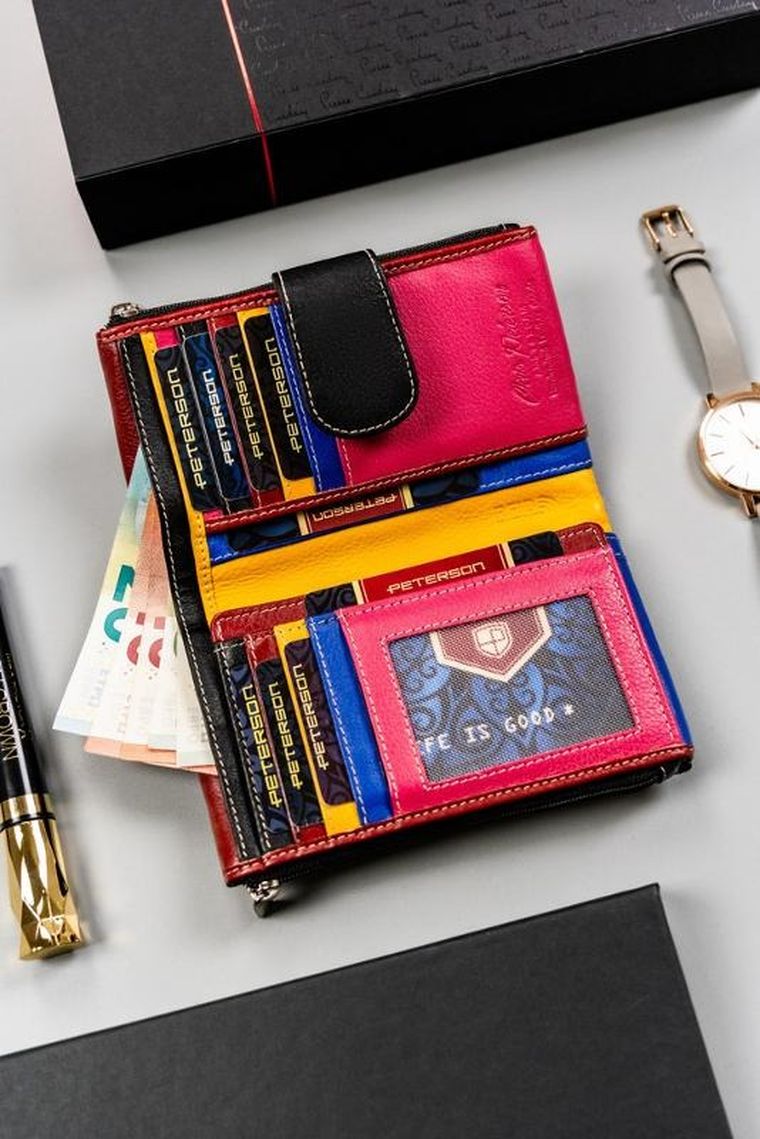 Portfel, czarny, skórzany, Peterson